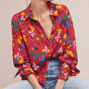 NWT *ANTHROPOLOGIE* Maeve *BLITHE* Button Down Blouse … *FLORAL•FRUIT* … Size: 6